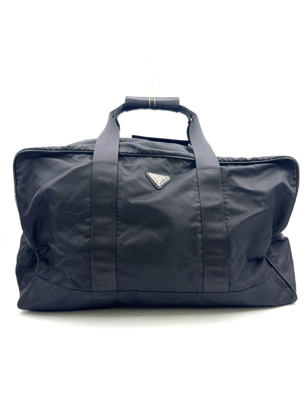 Prada Tessuto Nylon Leather Black Boston Bag Silver